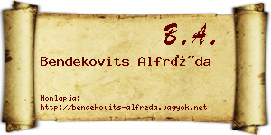 Bendekovits Alfréda névjegykártya